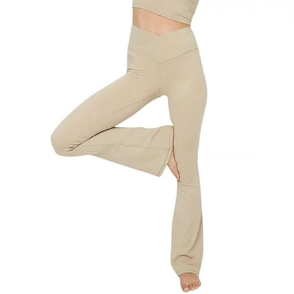 Tan Crossover Flailed Leggings